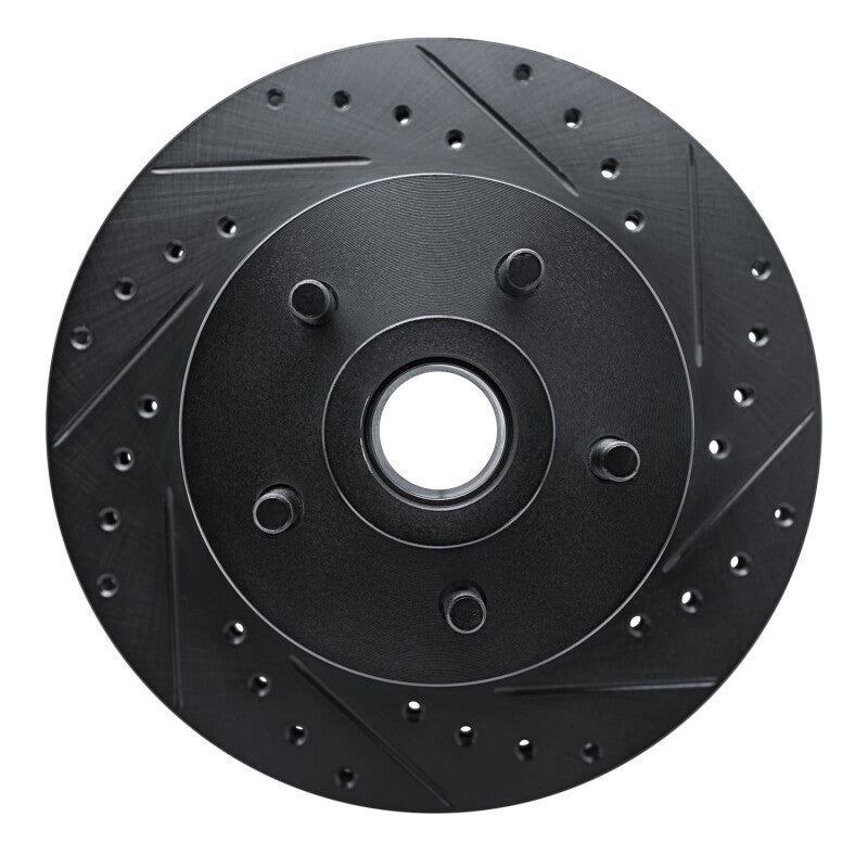 R1 87-90 Dodge Dakota RWD Front Right Drilled & Slotted Black Brake Rotor