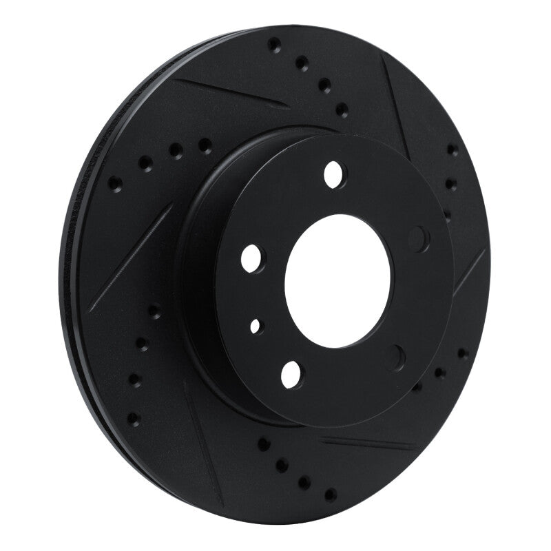 R1 82-90 Volvo 740 Front Right Drilled & Slotted Black Brake Rotor