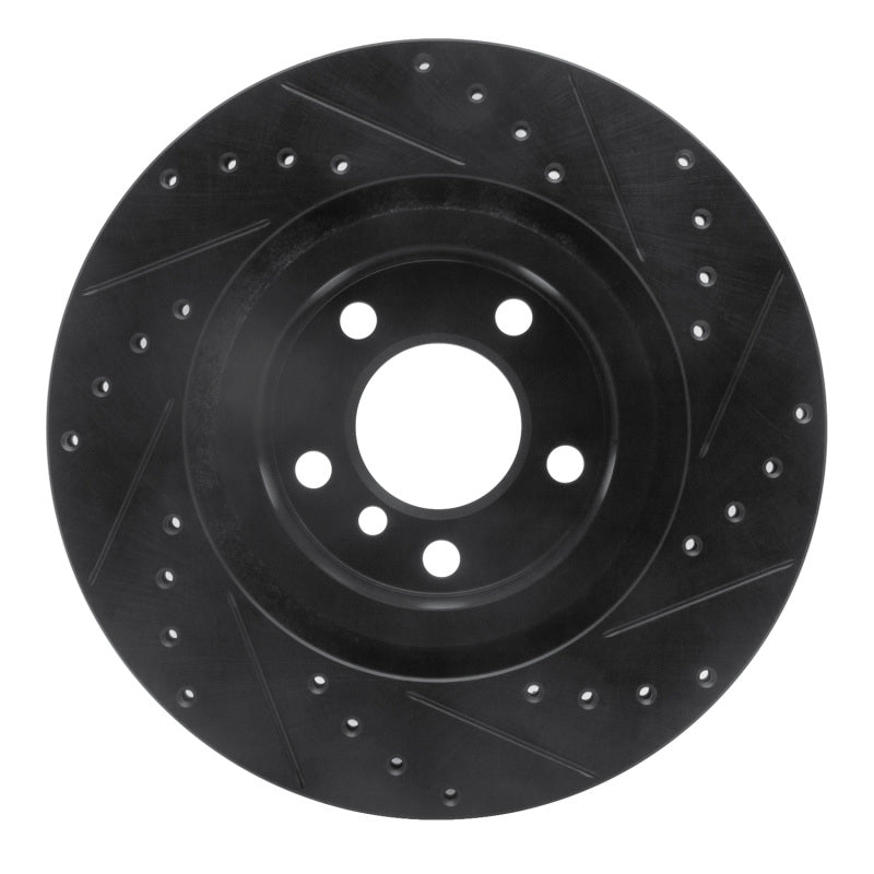 R1 11-18 BMW X4 Rear Left Drilled & Slotted Black Brake Rotor