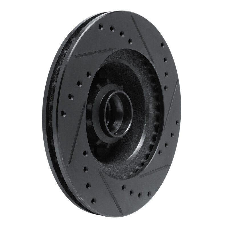 R1 70-72 Dodge Challenger Front Left Drilled & Slotted Black Brake Rotor