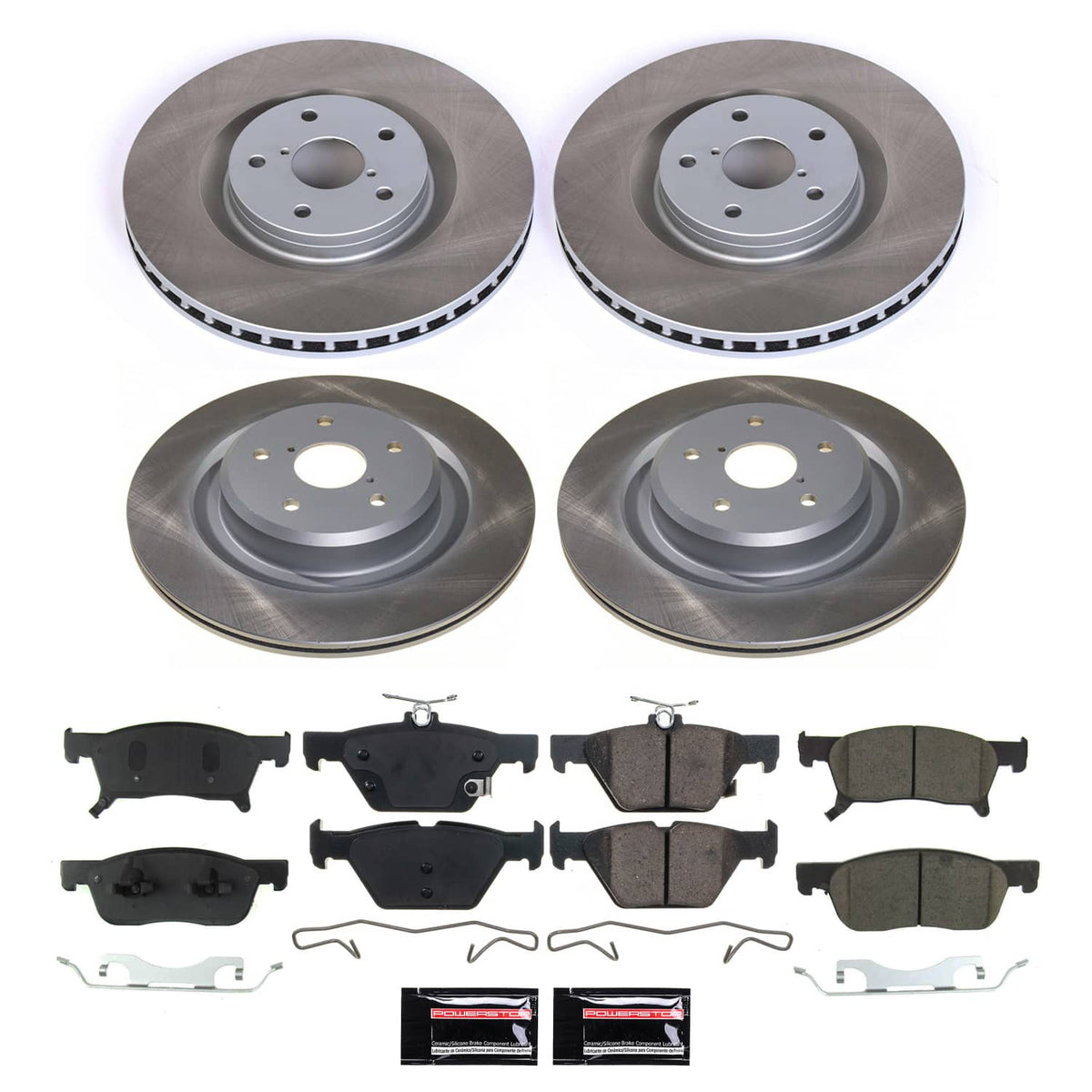 Power Stop 19-20 Subaru Ascent Front and Rear Semi-Coated Rotor Kit