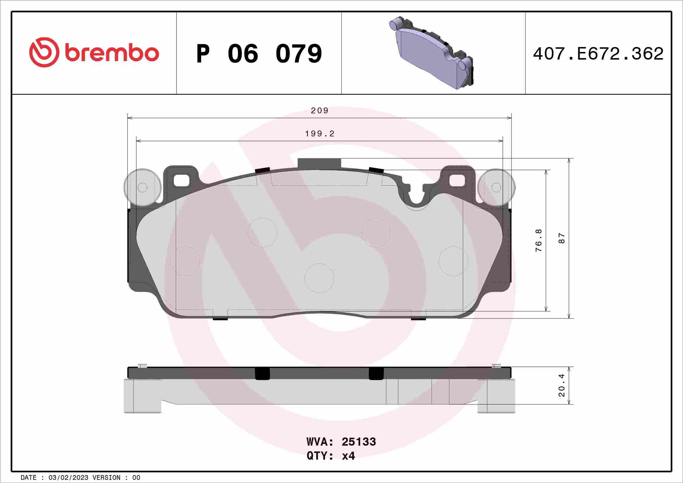 Brembo 14-19 BMW M5/ BMW M2/ BMW M6/ BMW M6 Gran Coupe Front Low-Met Brake Pad