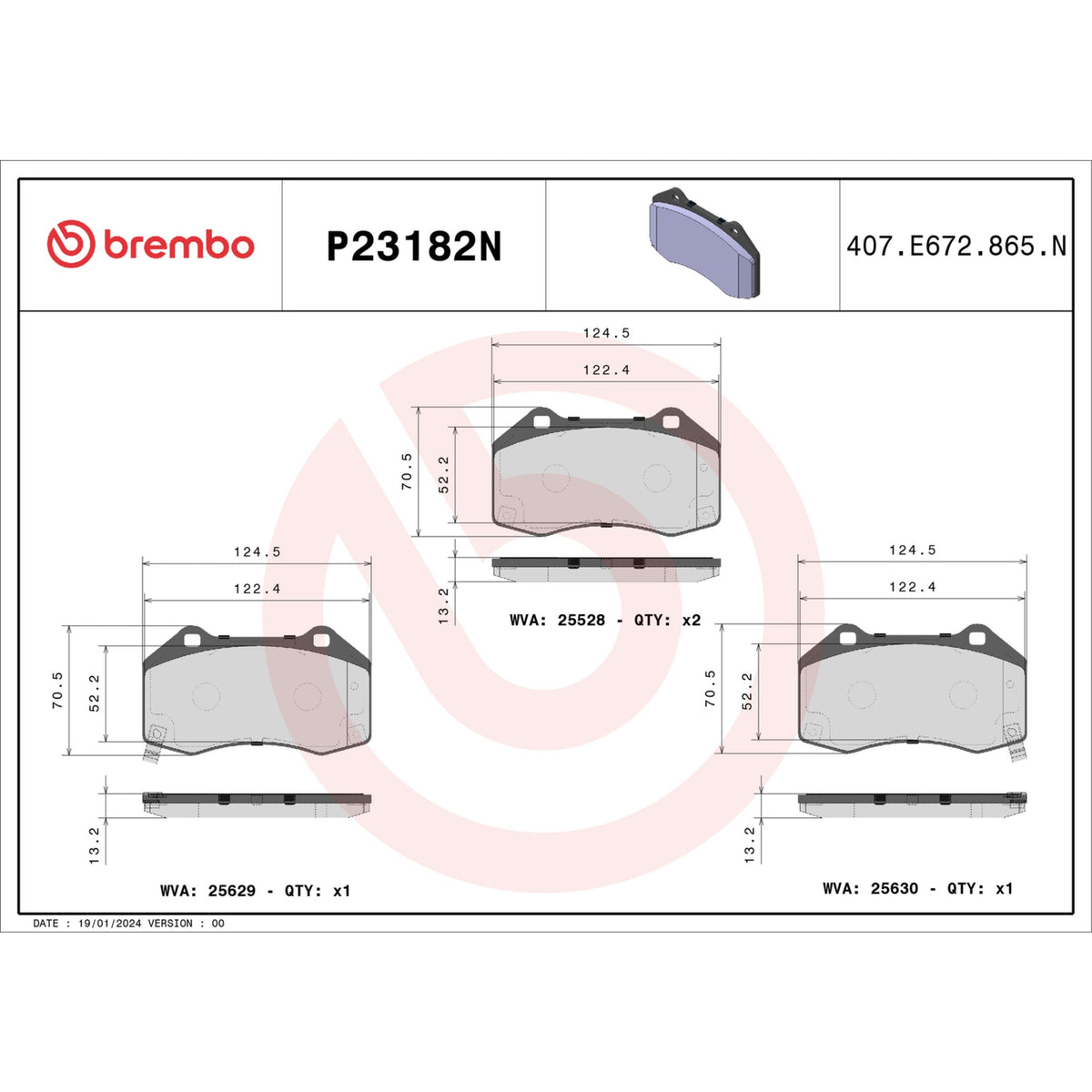 Brembo 08-10 Mazda MX-5 Miata/ Chevrolet HHR/ Chevrolet Cobalt Front NAO Brake Pad