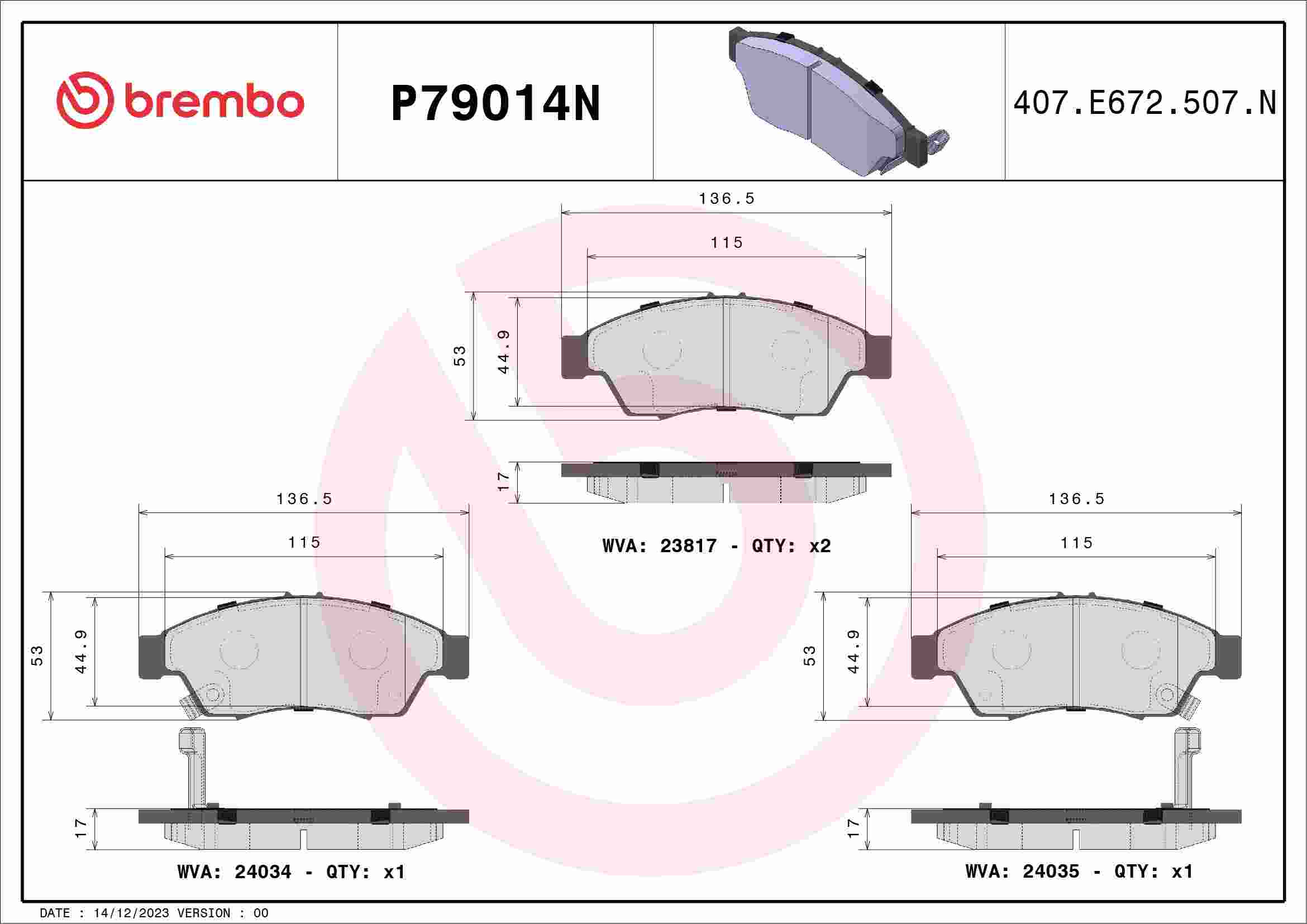Brembo 04-07 Suzuki Aerio Front NAO Brake Pad