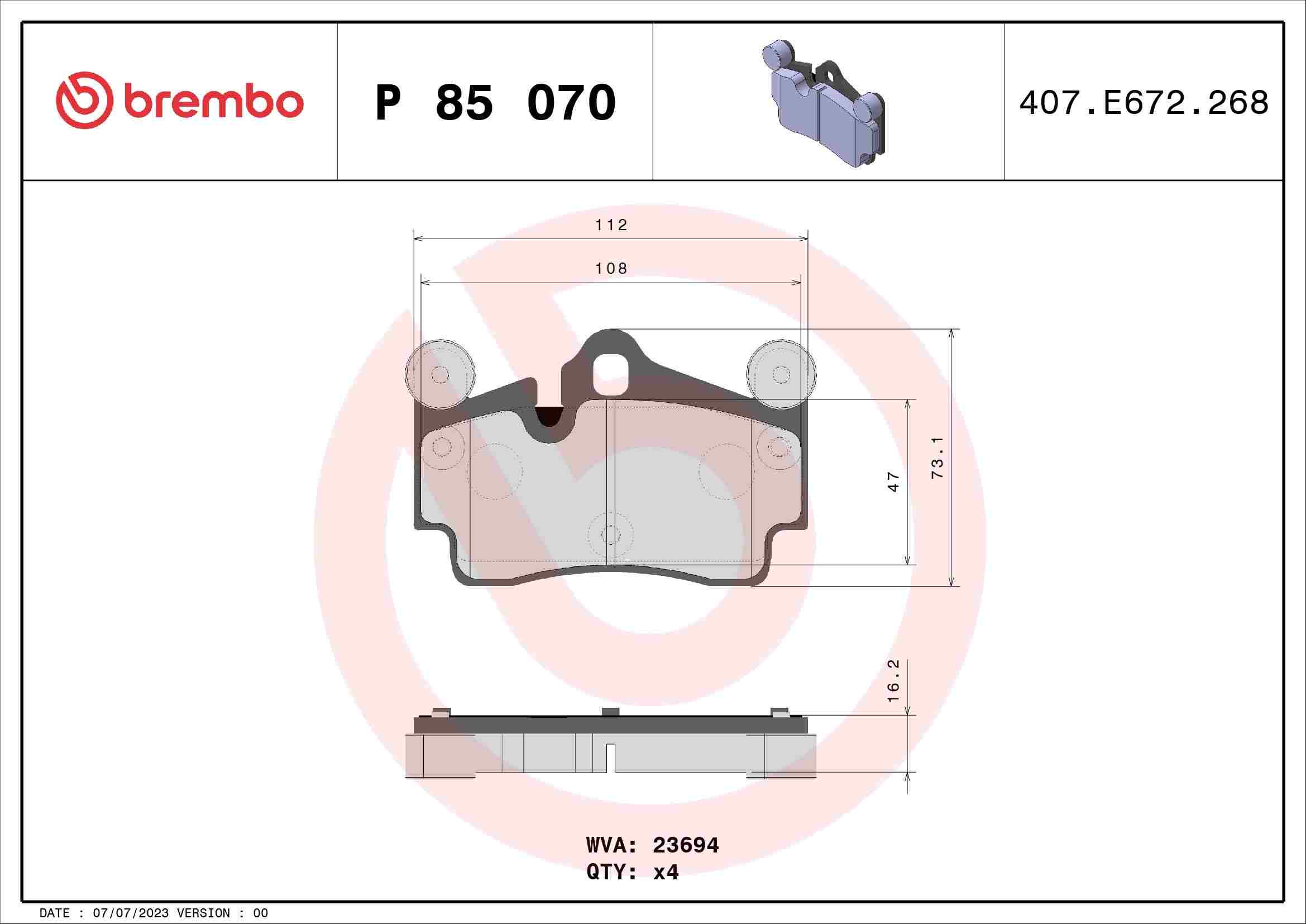 Brembo 04-09 Audi Q7/ Porsche Cayenne/ Volkswagen Touareg Rear Low-Met Brake Pad