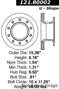 C-TEK 90-96 Chevrolet C60 Kodiak Standard 10 Hole U-Shape Rear Rotor