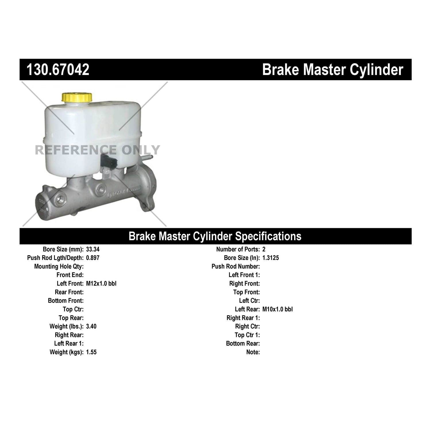 Centric 06-10 Dodge Ram 2500 / 3500 Premium Brake Master Cylinder
