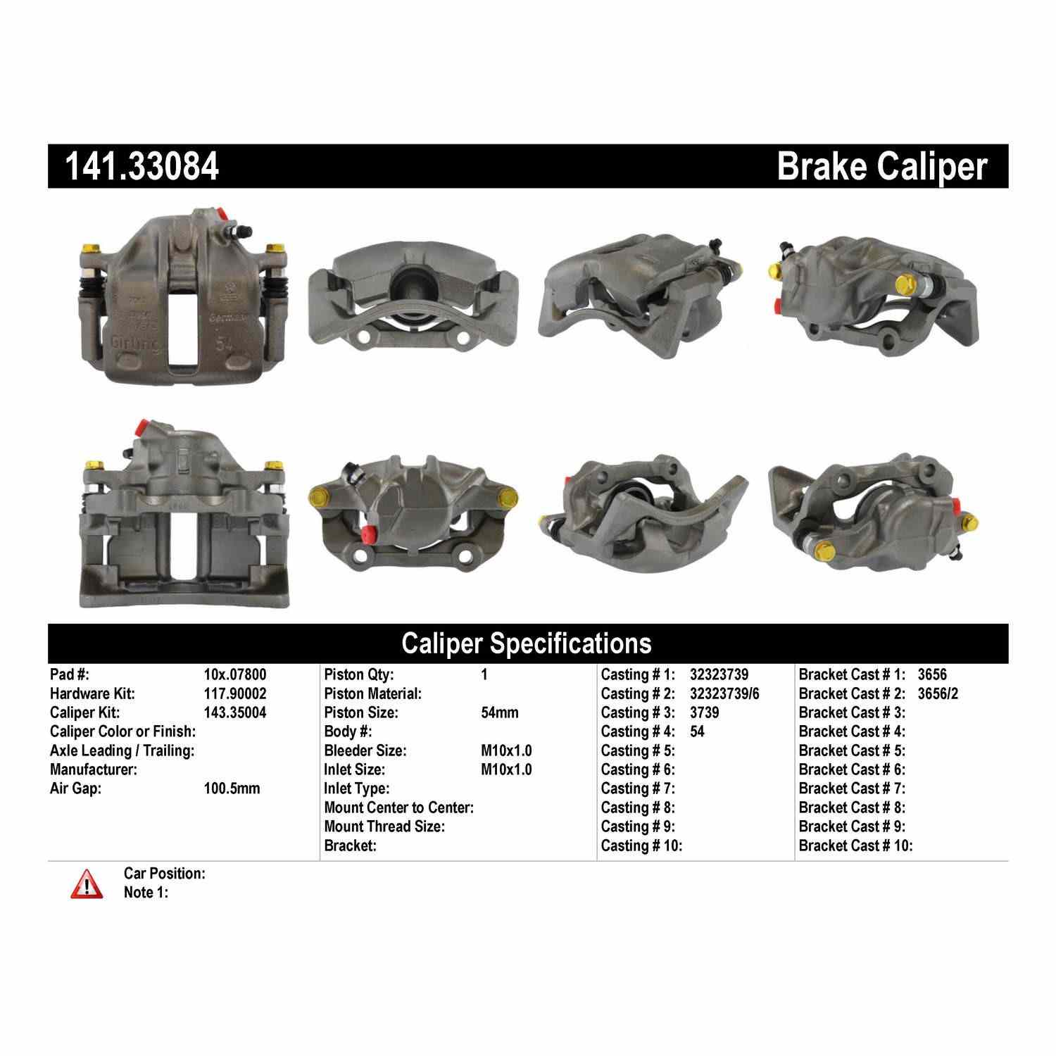 Centric 84-86 Audi 5000 / 90-92 Volkswagen Corrado Semi-Loaded Brake Caliper - Front Left