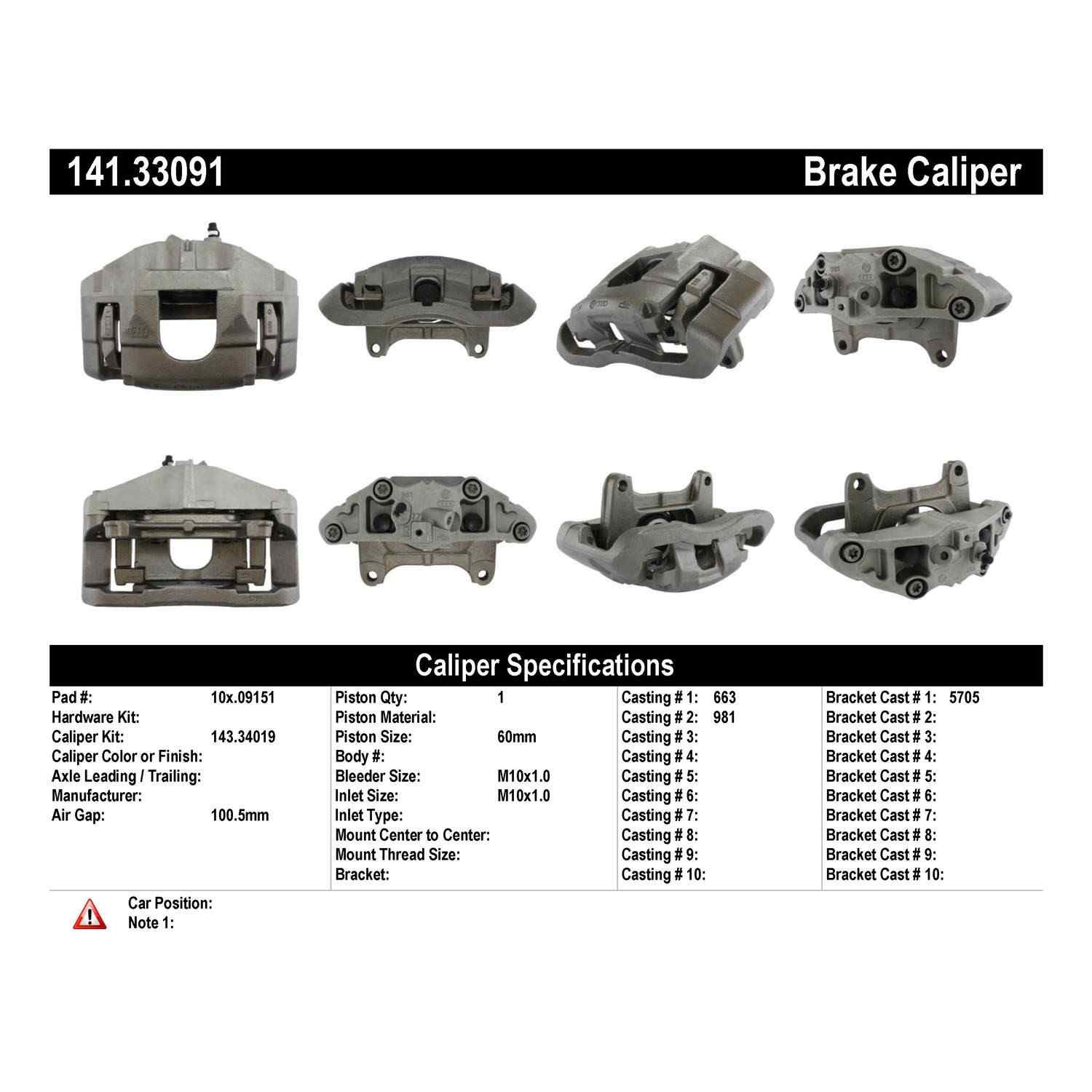 Centric 05-11 Audi A6 Quattro / 04-09 Audi S4 Semi-Loaded Brake Caliper - Front Right