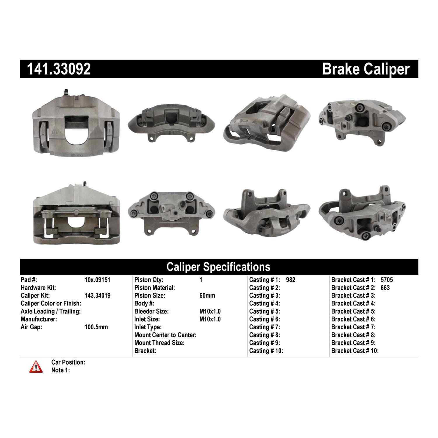 Centric 05-11 Audi A6 Quattro / 04-09 Audi S4 Semi-Loaded Brake Caliper - Front Left