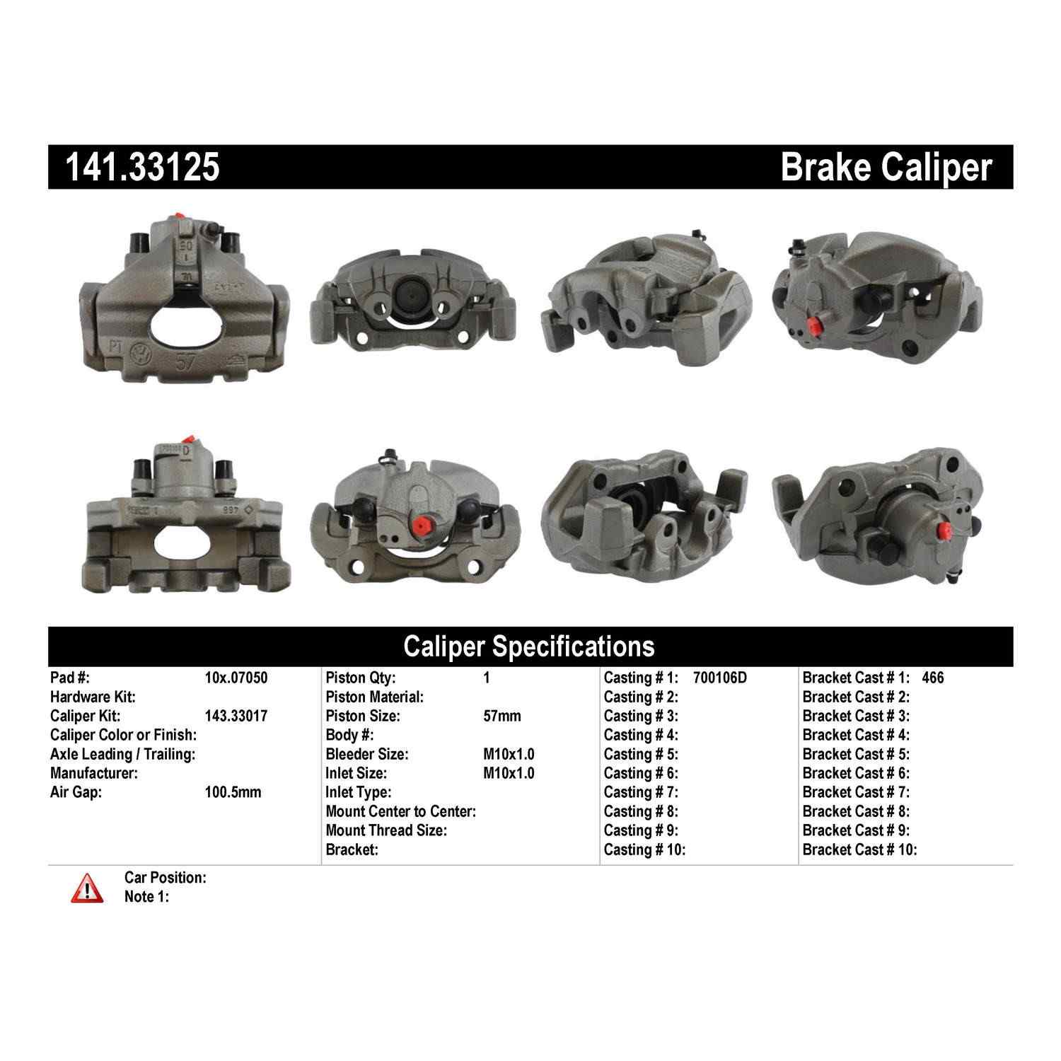 Centric 96-97 Volkswagen EuroVan Semi-Loaded Brake Caliper - Front Right