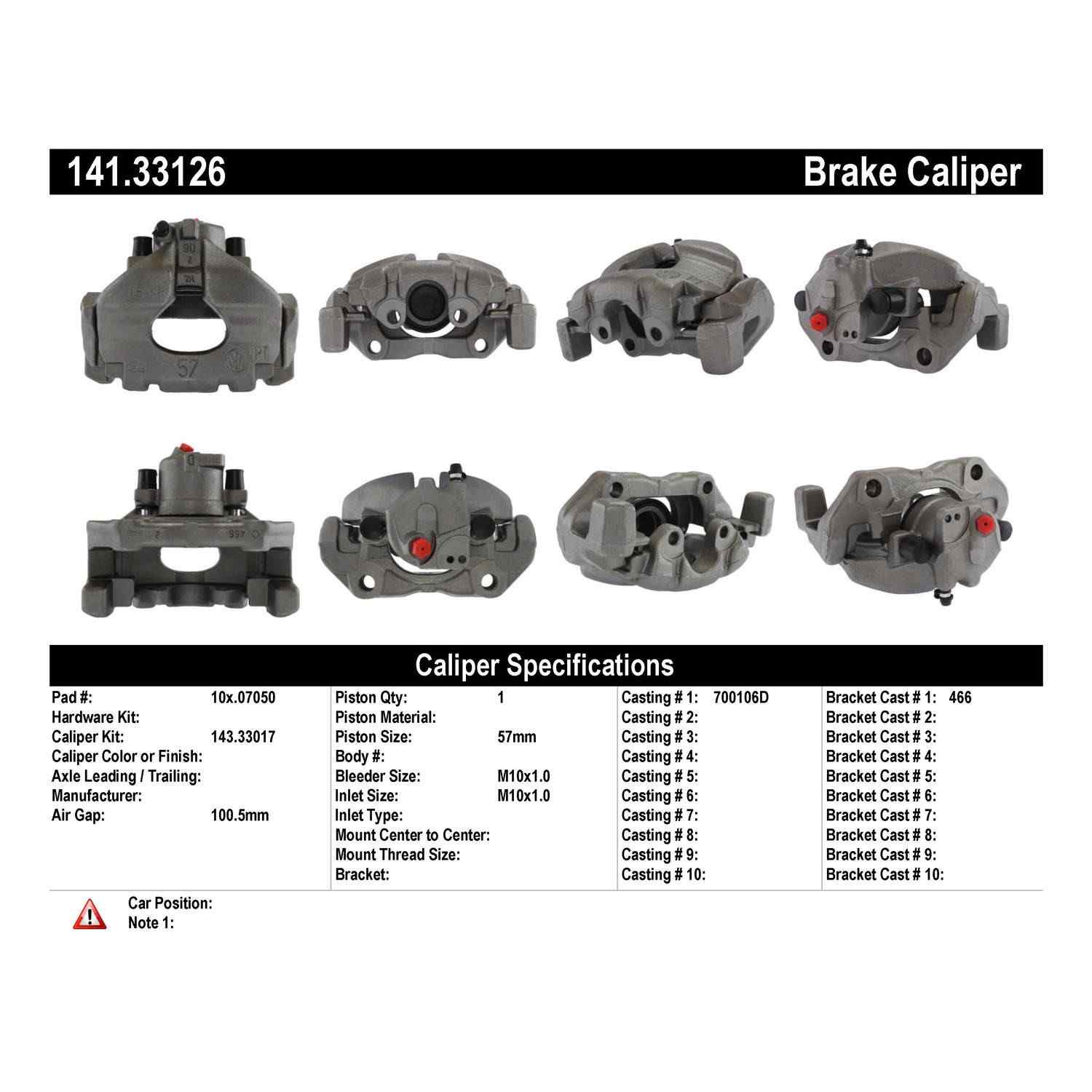 Centric 96-97 Volkswagen EuroVan Semi-Loaded Brake Caliper - Front Left