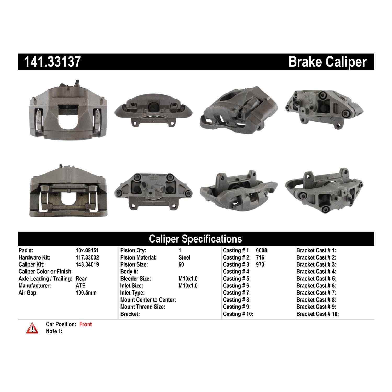Centric 07-09 Audi A4 / A4 Quattro Semi-Loaded Brake Caliper - Front Right