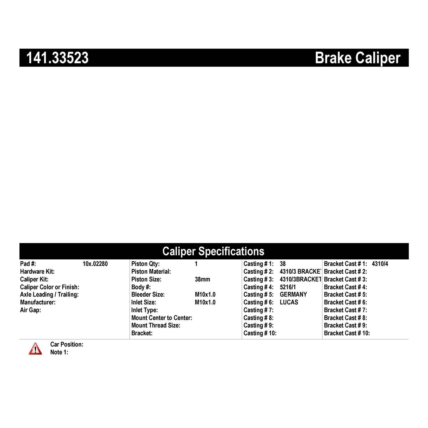 Centric 96-97 Audi A4 Semi-Loaded Brake Caliper - Rear Right