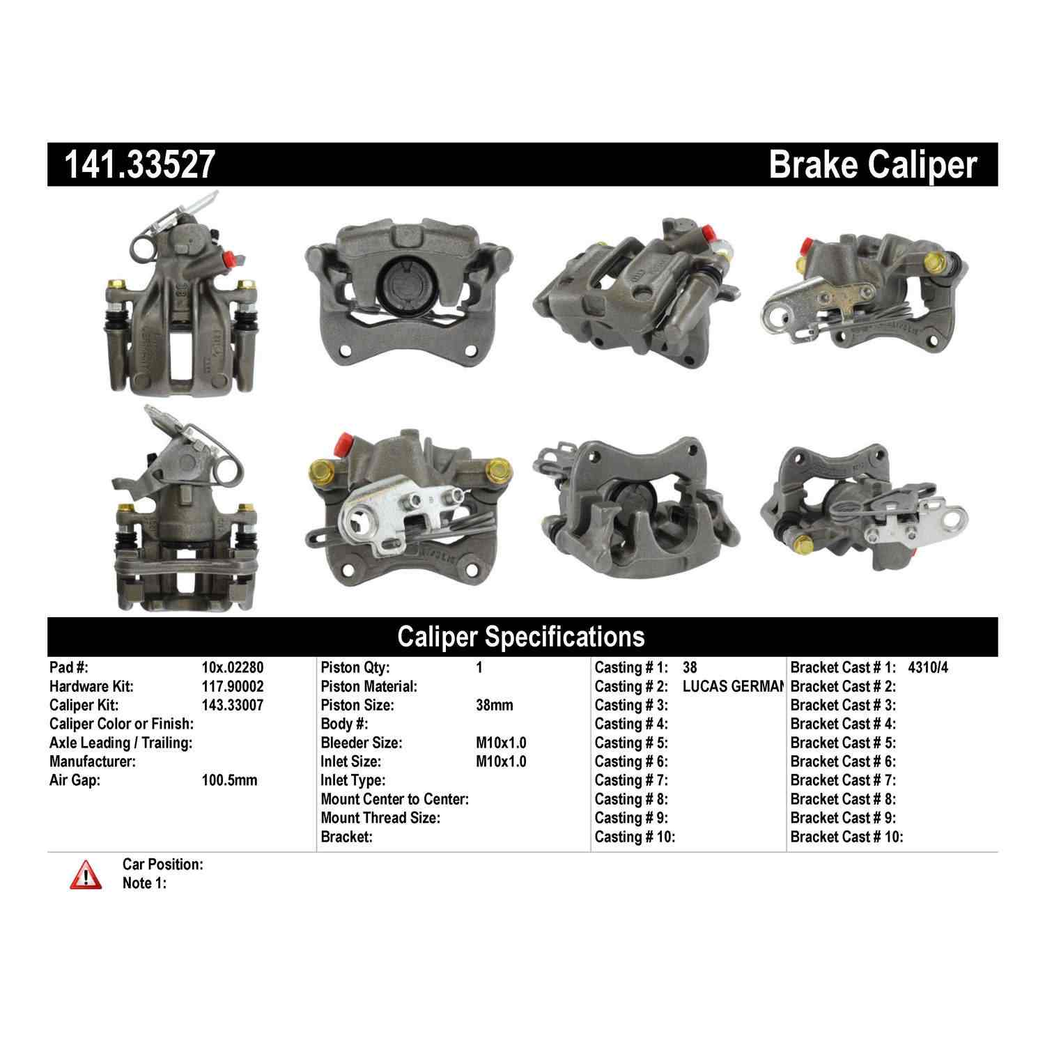 Centric 2000 Audi A8 / 97-00 A8 Quattro Semi-Loaded Brake Caliper - Rear Right