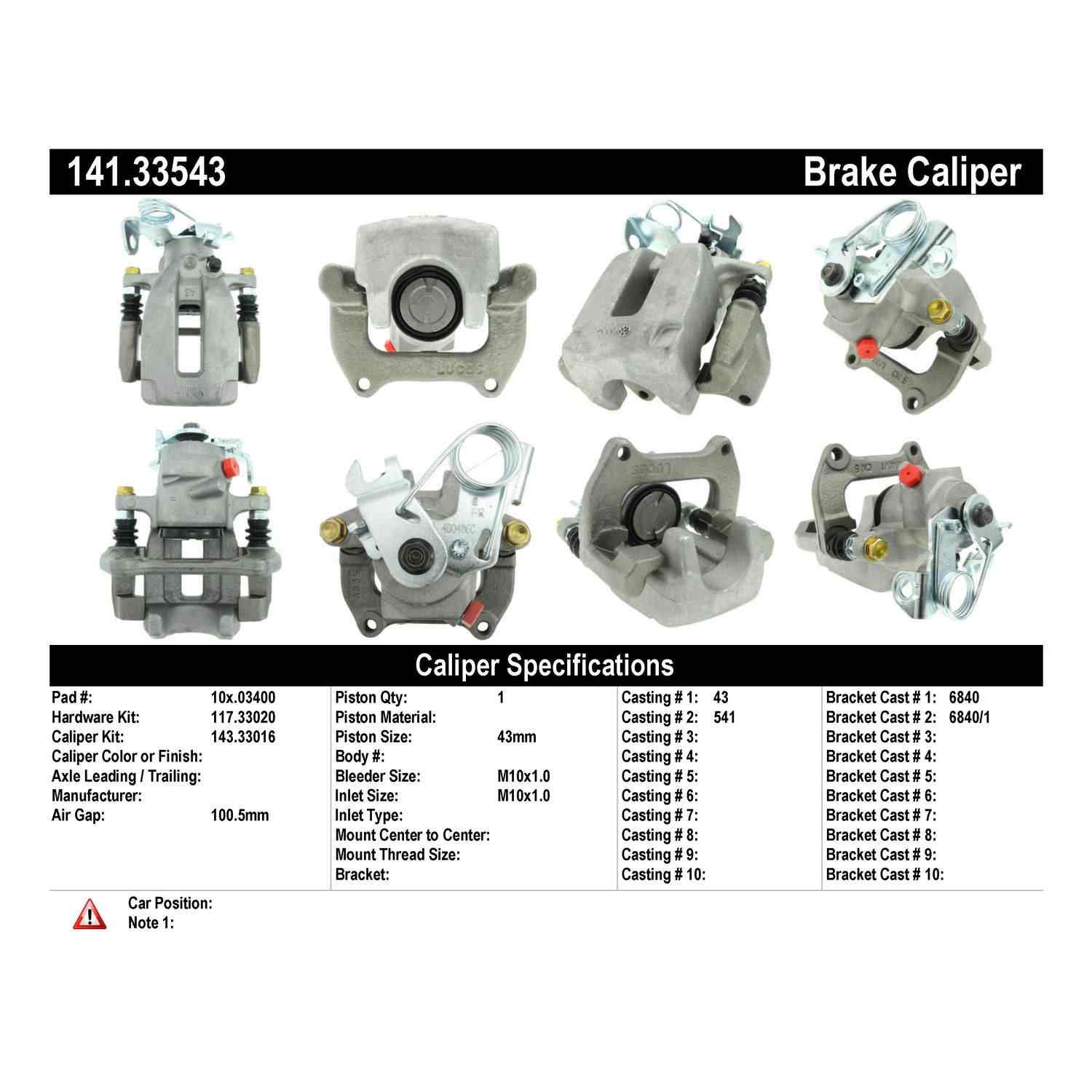 Centric 00-02 Audi S4 Semi-Loaded Brake Caliper - Rear Right