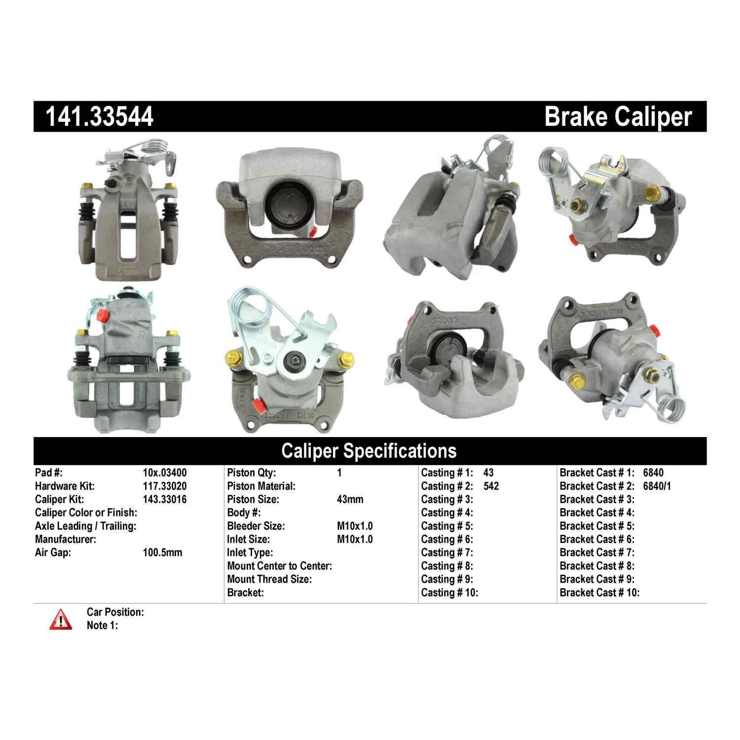Centric 00-02 Audi S4 Semi-Loaded Brake Caliper - Rear Left