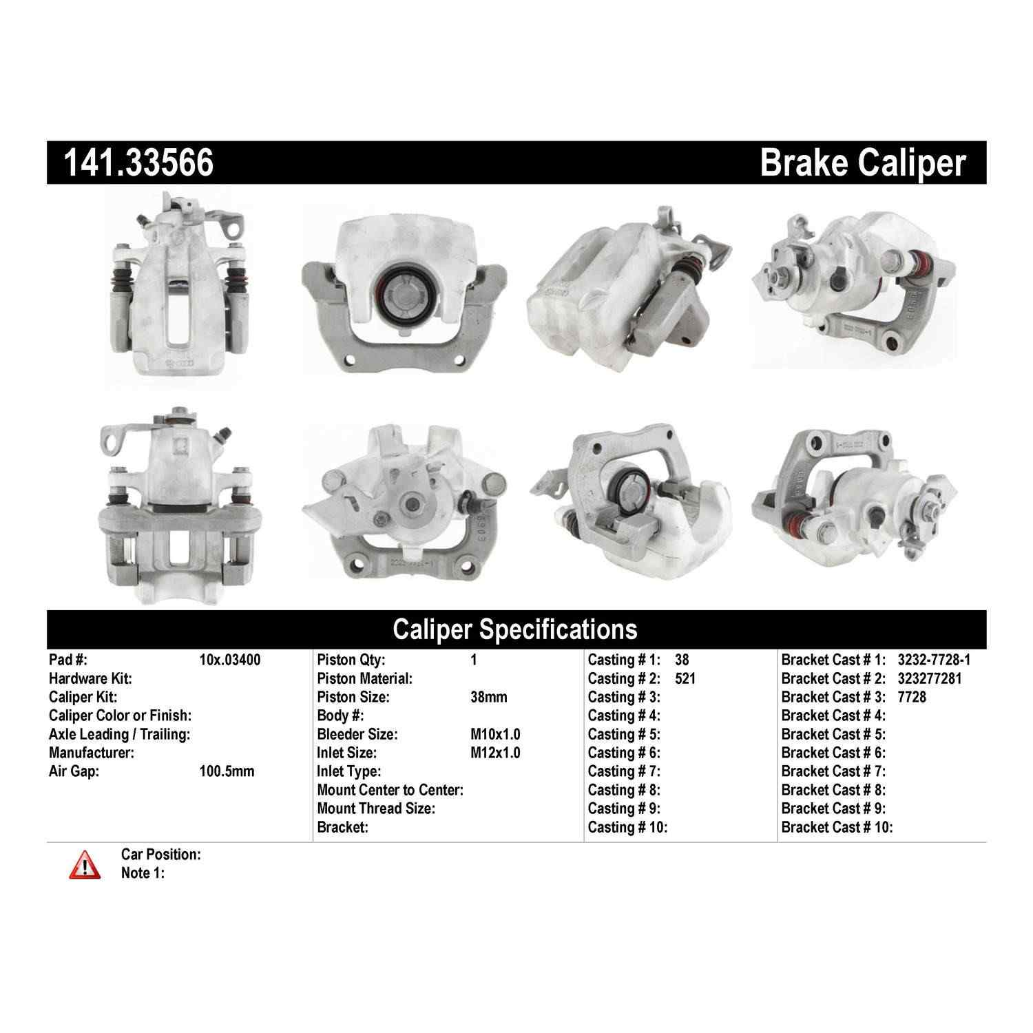 Centric 02-06 Volkswagen Golf / 04-05 Volkswagen Jetta Semi-Loaded Brake Caliper - Rear Left