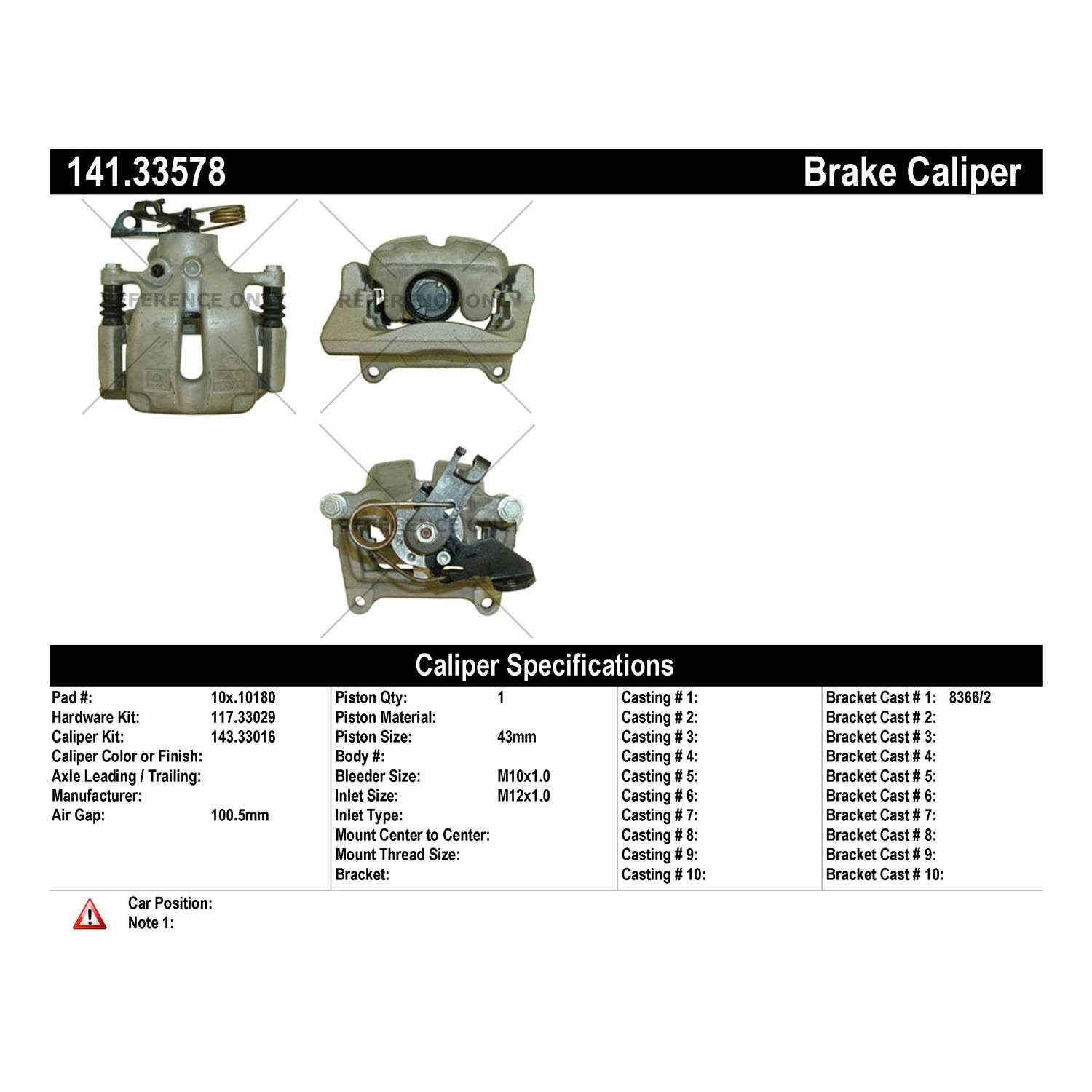 Centric 04-06 Volkswagen Phaeton Semi-Loaded Brake Caliper - Rear Left