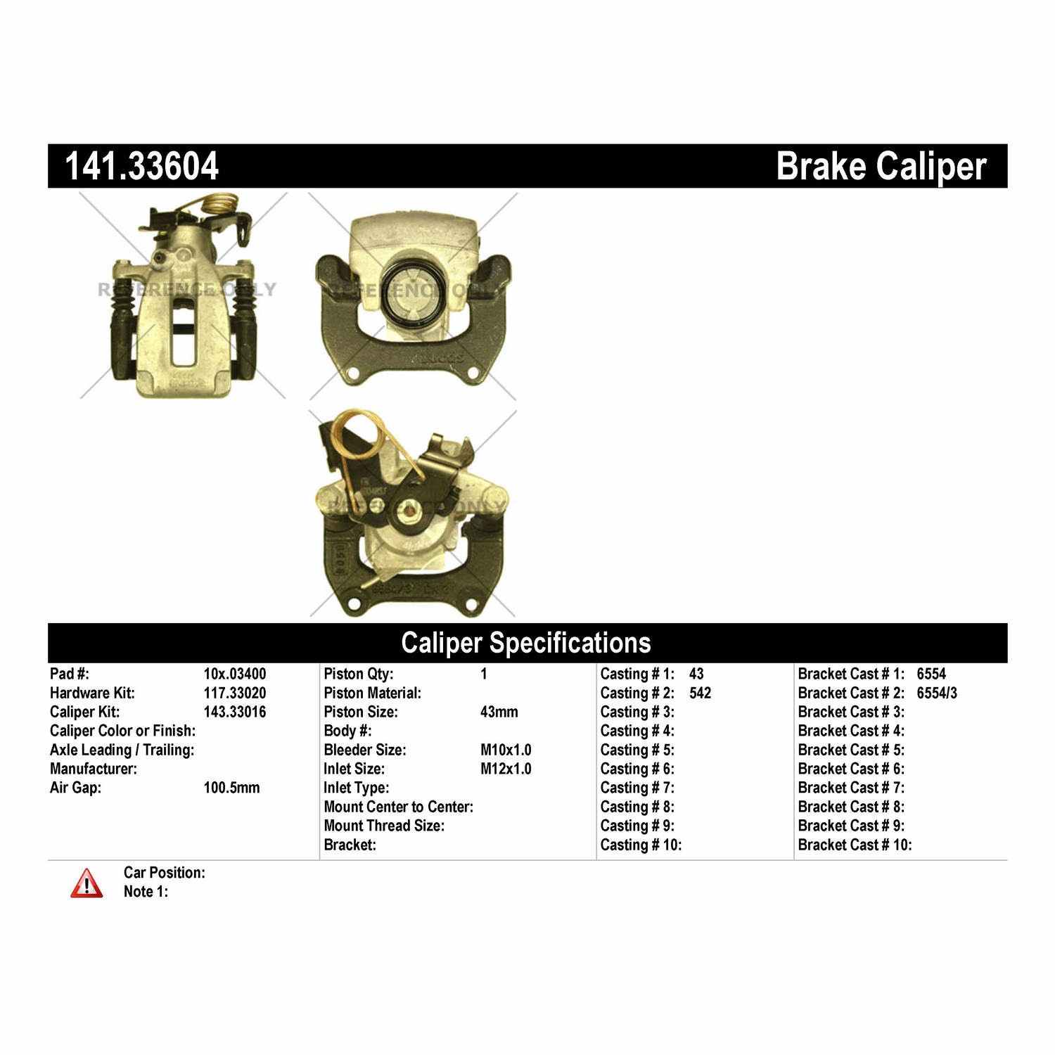 Centric 04-05 Audi Allroad Quattro Rear Left Semi-Loaded Caliper