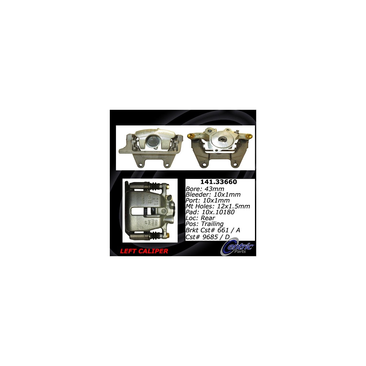 Centric 07-11 Audi A6 Quattro Rear Left Semi-Loaded Caliper