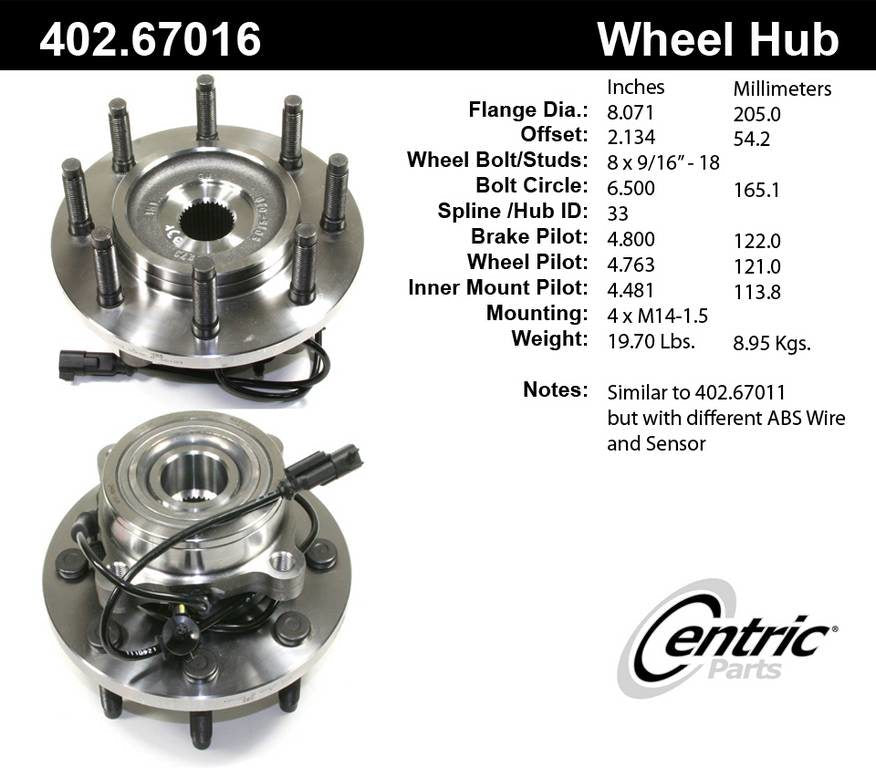 Centric 06-08 Dodge Ram Premium Front Hub Assembly