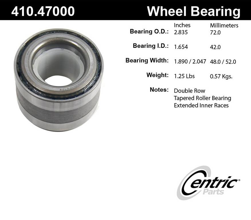 Centric 05-06 Saab 9-2X/04-07 Subaru Impreza/92-97 Subaru SVX - Premium Tapered Bearing - Rear