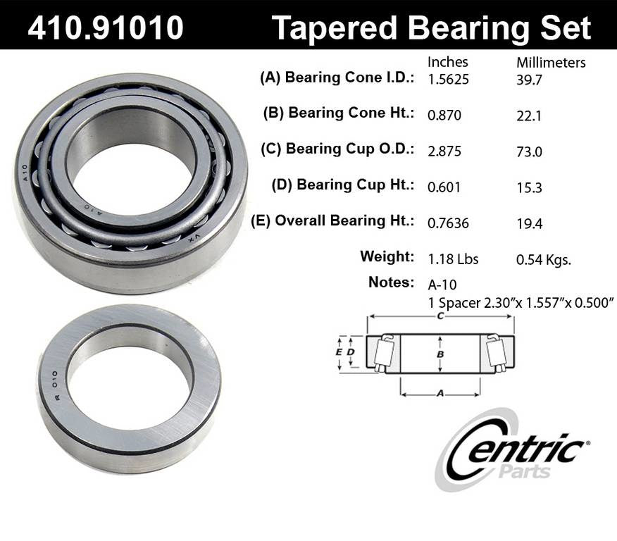 Centric Premium Tapered Bearing - Rear Inner