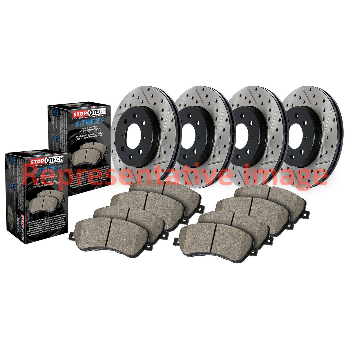 Street Axle Pack, Drilled & Slotted, 4 Wheel