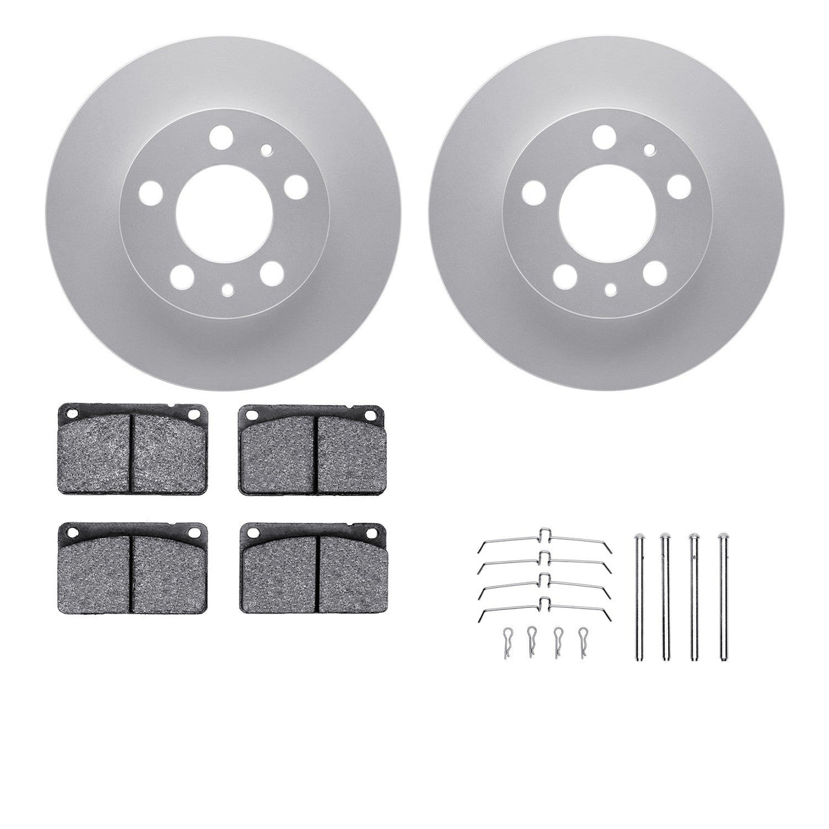 DFC 76-93 Volvo 265 Front Geospec Rotors with 5000 Advanced Brake Pads w/Hardware