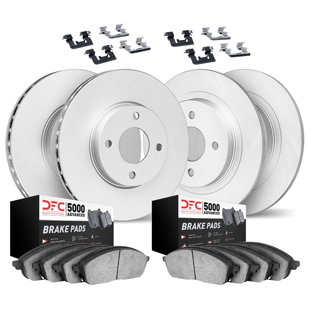 DFC 12-17 Dodge Attitude Front & Rear Geospec Rotors with 5000 Advanced Brake Pads w/Hardware