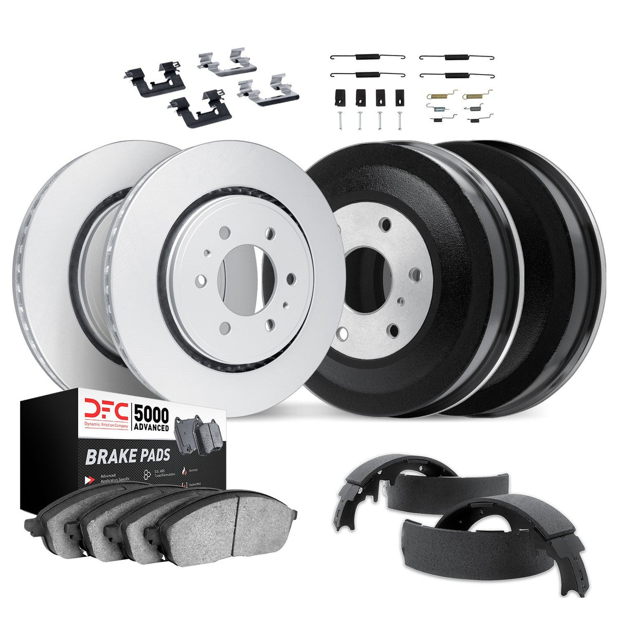 DFC 87-88 Toyota 4Runner Front & Rear Geospec Rotors with 5000 Advanced Pads w/Drums/Shoes/Hardware