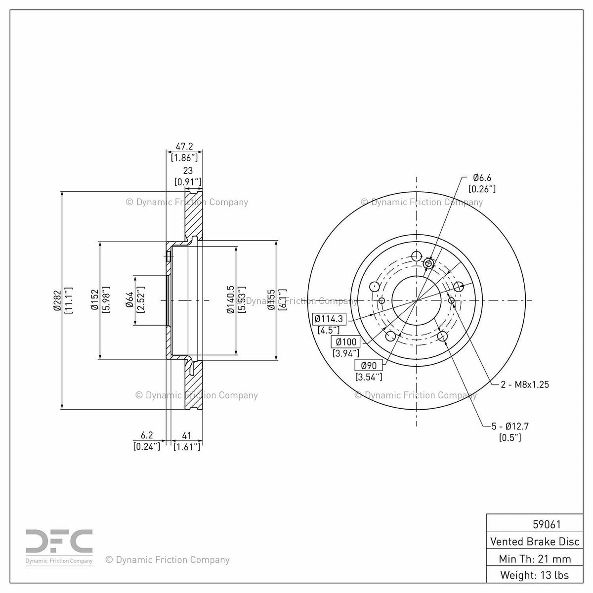 DFC 16-25 Honda Civic Hatchback Front Brake Rotor