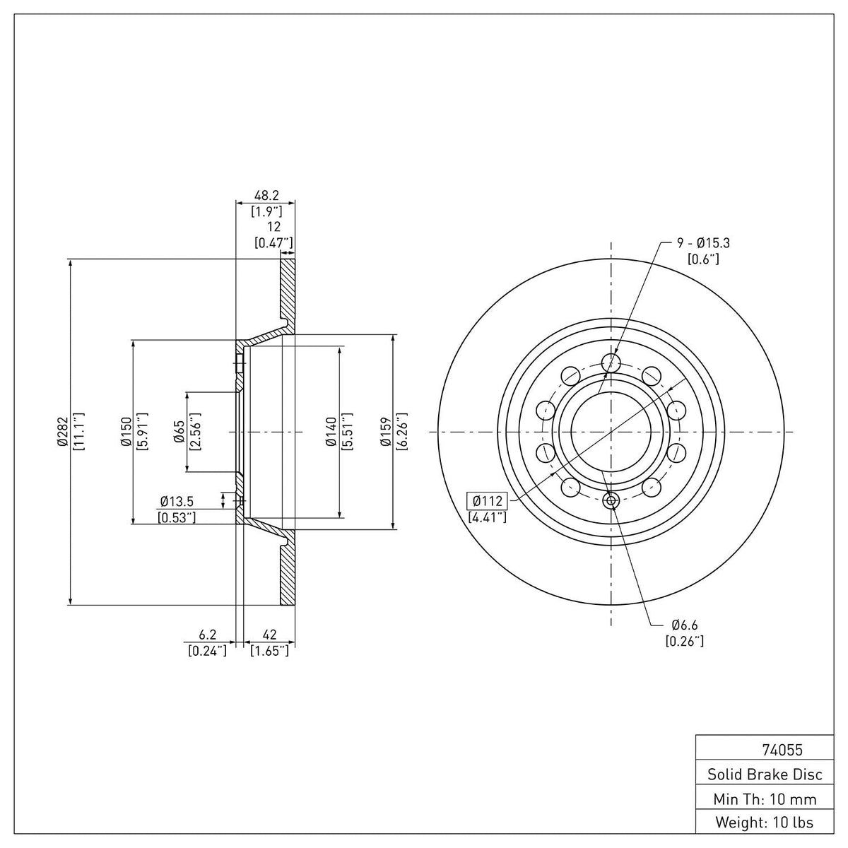 DFC 05-18 Audi A3 Quattro Rear Brake Rotor