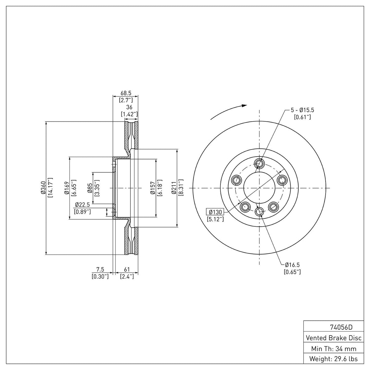 DFC 11-18 Porsche Cayenne Right Front Brake Rotor