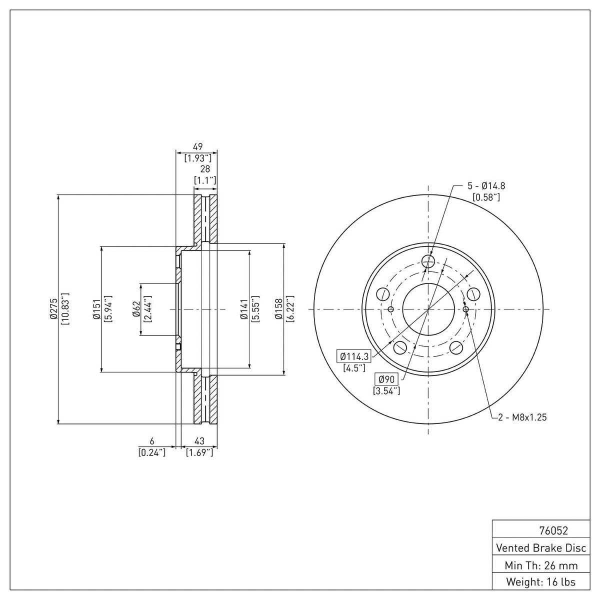 DFC 92-06 Lexus ES300 Front Brake Rotor
