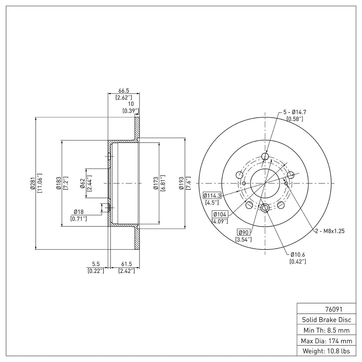DFC 12-18 Lexus ES300H Rear Brake Rotor