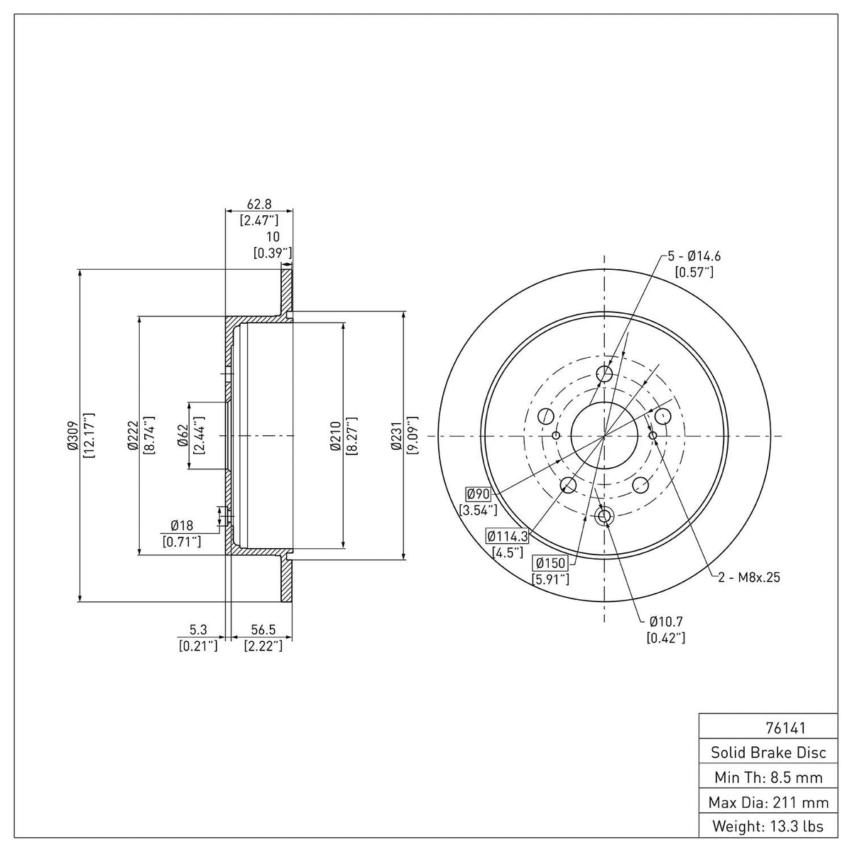 DFC 10-20 Lexus RX450h Rear Brake Rotor