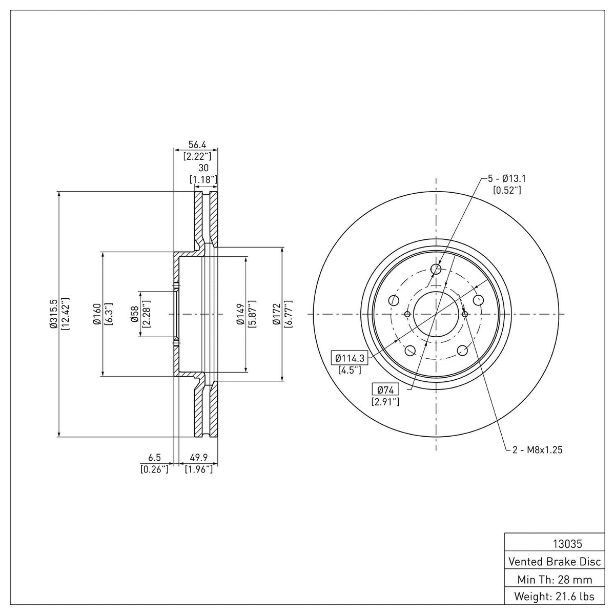 DFC 06-21 Subaru Tribeca Front GeoSPEC Coated Rotor