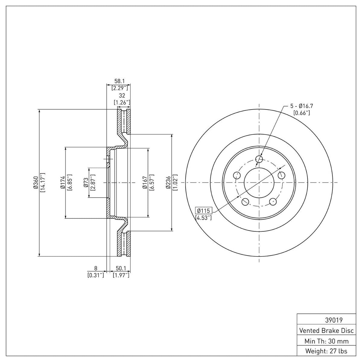 DFC 19-23 Chrysler 300 Front GeoSPEC Coated Rotor