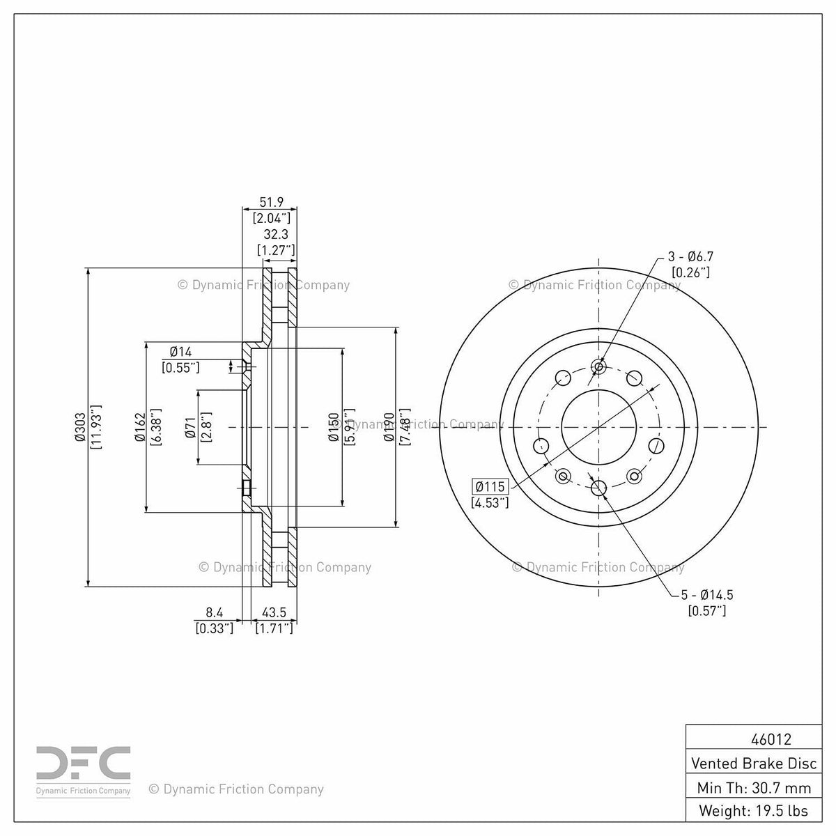 DFC 03-07 Cadillac CTS Front GeoSPEC Coated Rotor