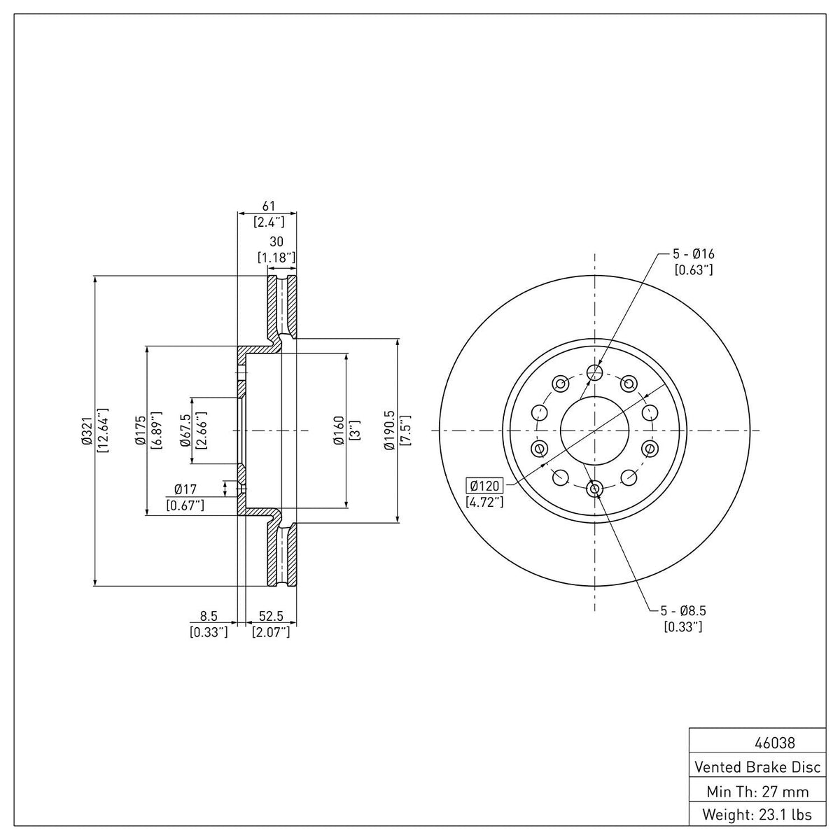 DFC 14-20 Cadillac CTS Front GeoSPEC Coated Rotor