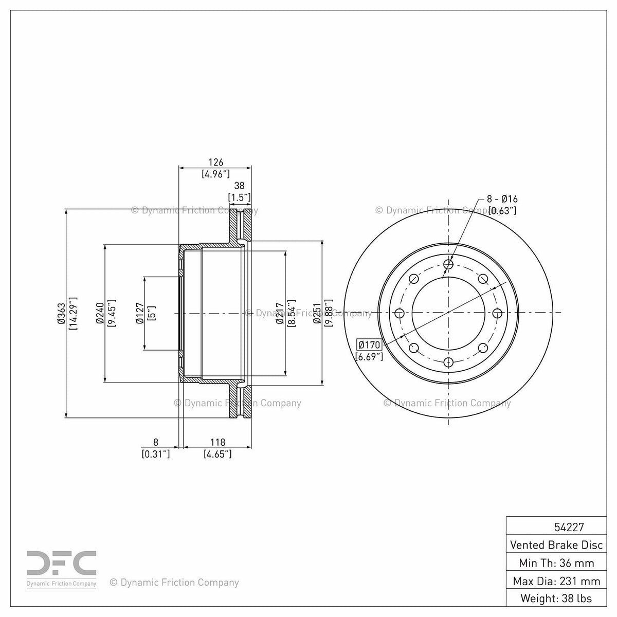 DFC 11-22 Ford F-250 2WD (Super Duty) Rear GeoSPEC Coated Rotor