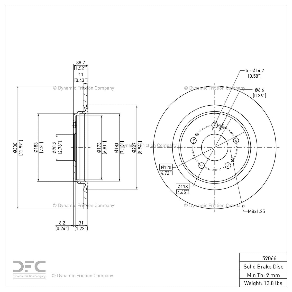 DFC 18-25 Honda Odyssey Rear GeoSPEC Coated Rotor