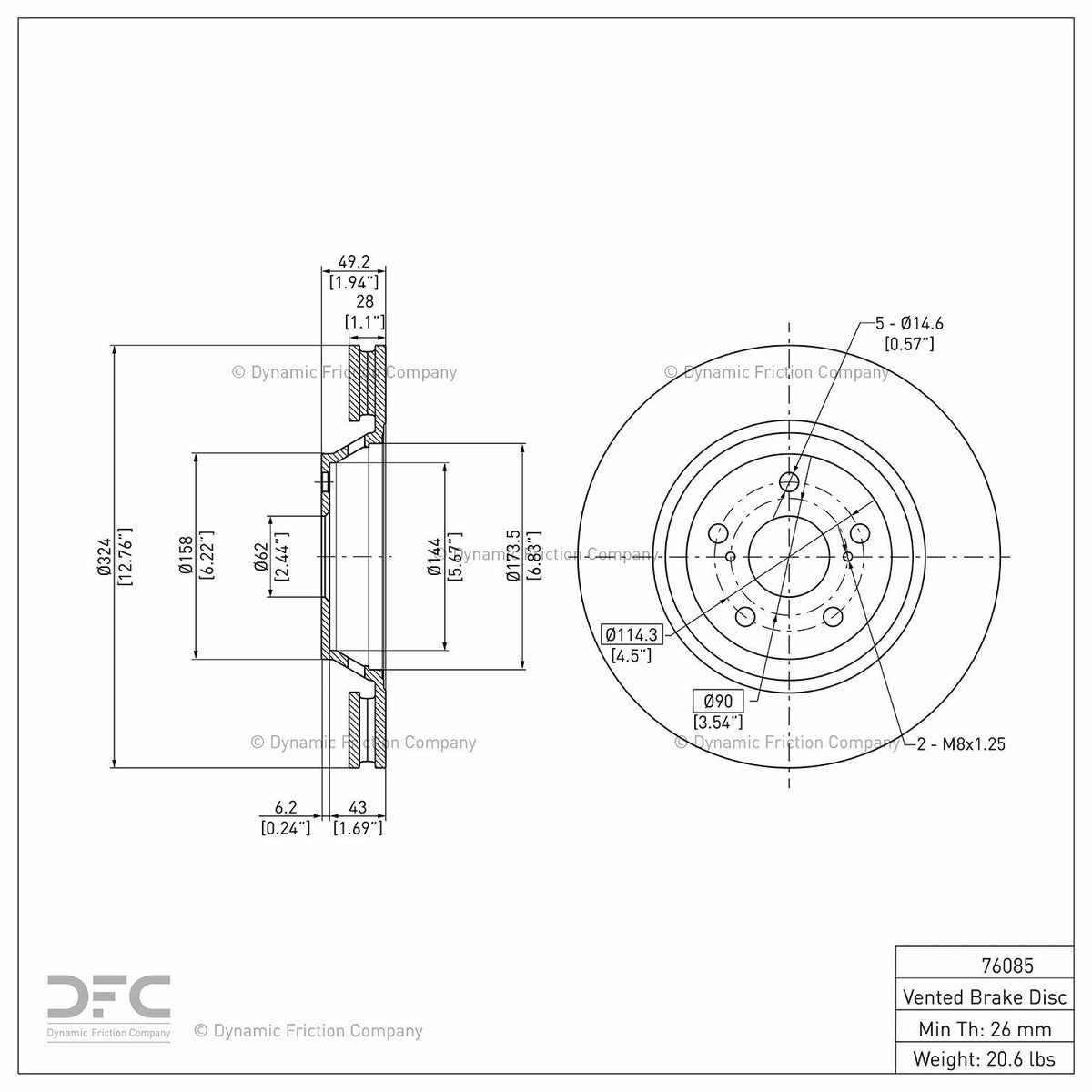 DFC 09-15 Toyota Venza Front GeoSPEC Coated Rotor