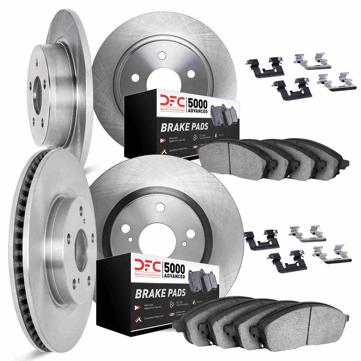 DFC 20-25 Hyundai Venue Front & Rear Rotors with 5000 Advanced Brake Pads w/Hardware