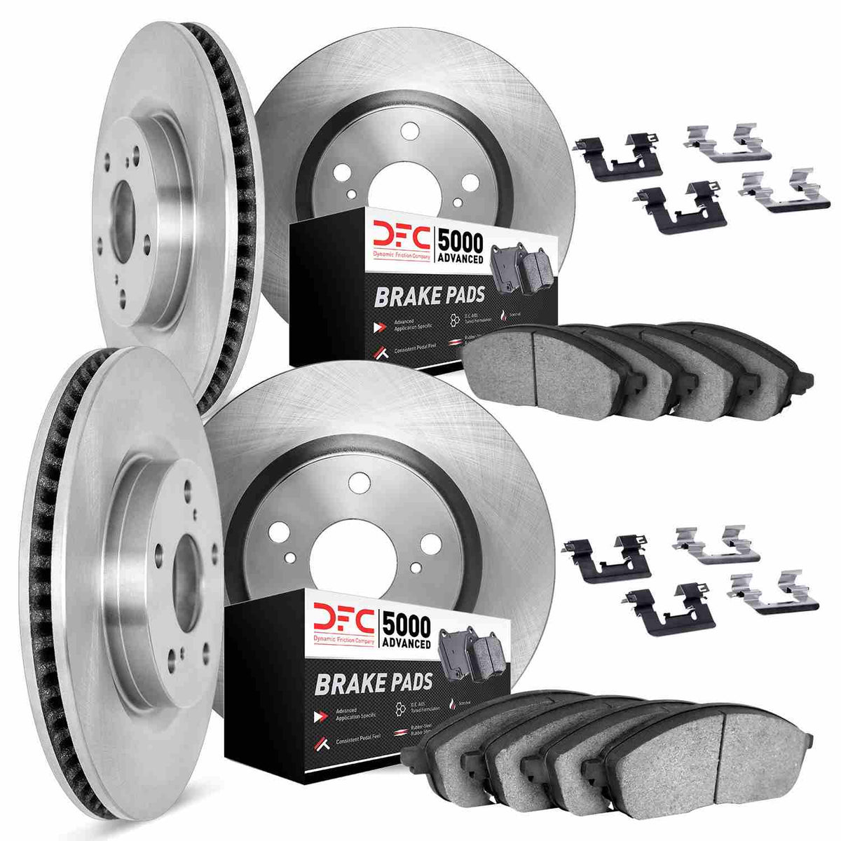 DFC 17-19 Genesis G90 Front & Rear Rotors with 5000 Advanced Brake Pads w/Hardware