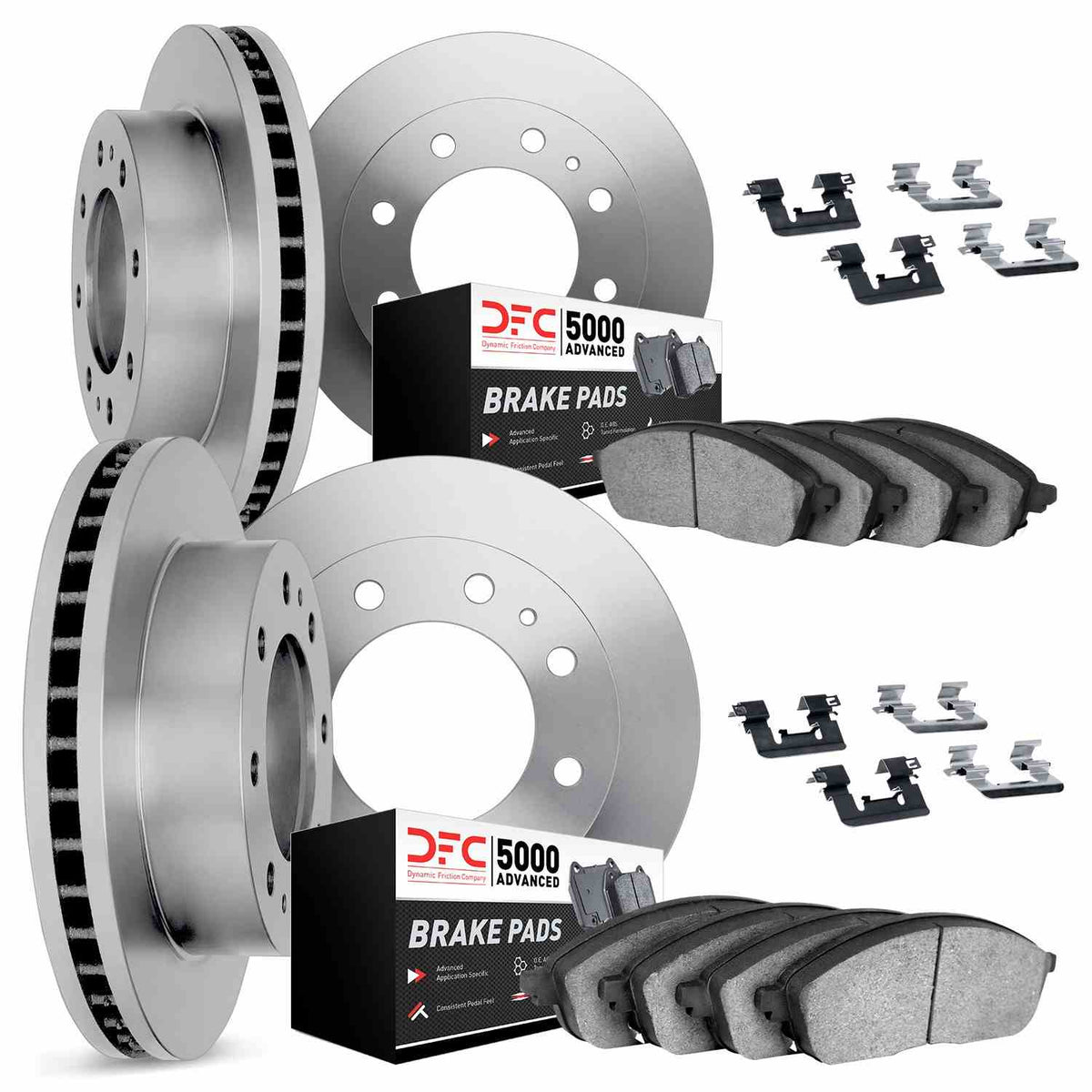 DFC 19-25 Ram 2500 Front & Rear Rotors with 5000 Advanced Brake Pads w/Hardware