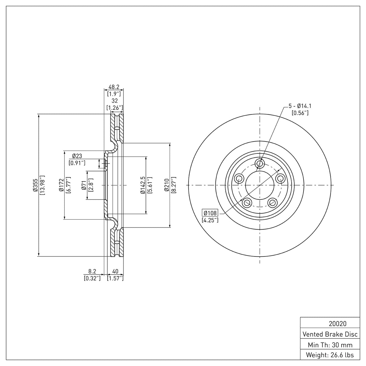 R1 2006-2021 Jaguar XJ Front Brake Rotor