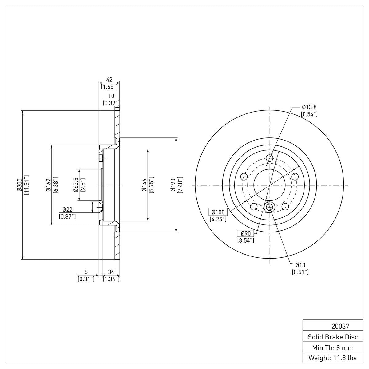R1 17-19 Jaguar XE Rear Brake Rotor